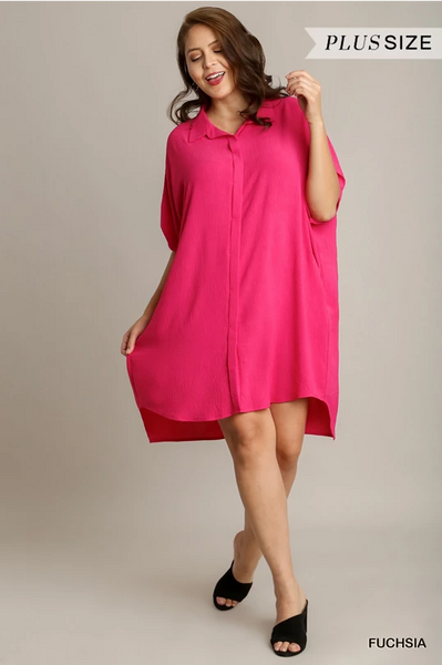 Umgee Plus Fuchsia Hi-Low Dress