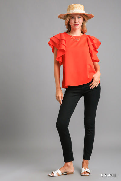 Umgee orange ruffle sleeve