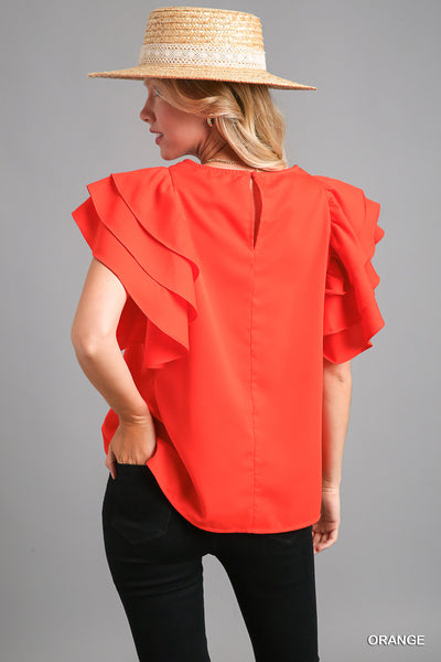 Umgee orange ruffle sleeve