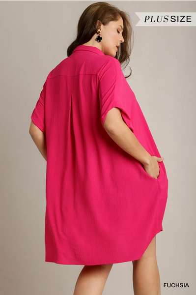 Umgee Plus Fuchsia Hi-Low Dress