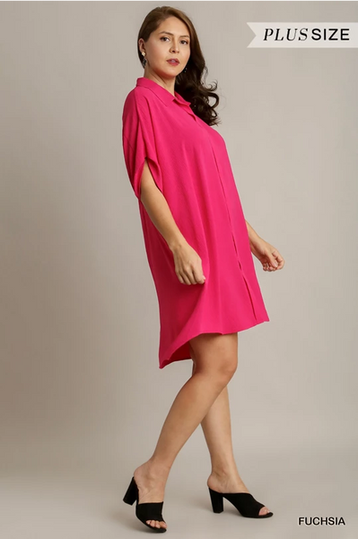 Umgee Plus Fuchsia Hi-Low Dress