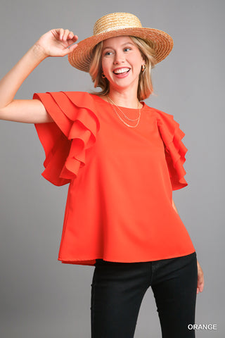 Umgee orange ruffle sleeve